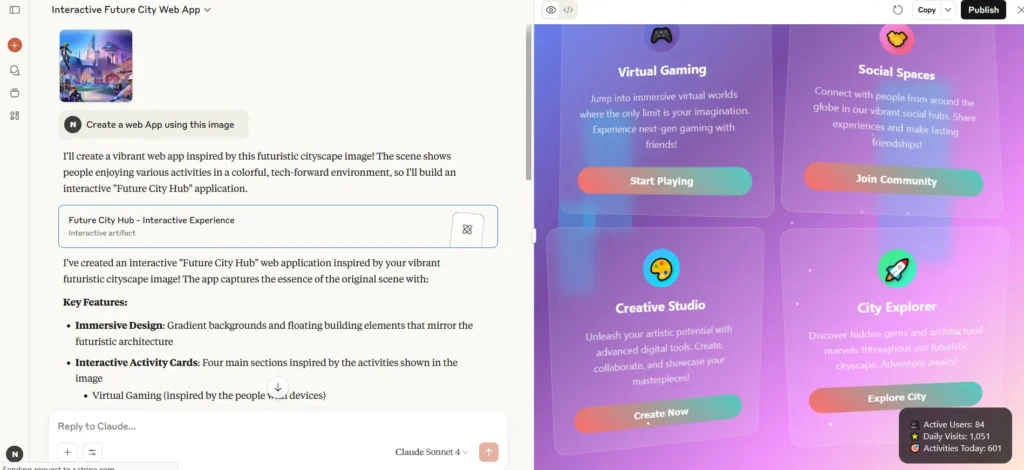 Claude를 통한 대화형 웹 애플리케이션